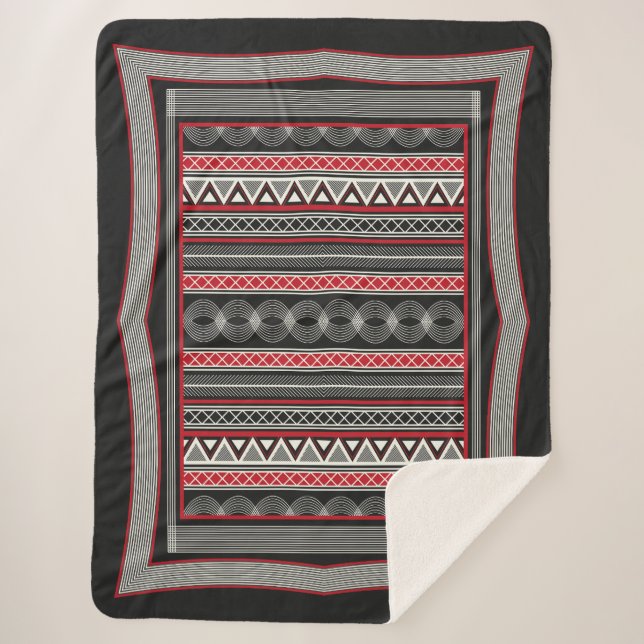 Phaistos Ritual: Minoan Black & Red Sherpa Blanket Sherpadecke (Vorderseite)