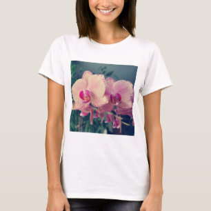 Phalaenopsis polka dot pink Blume floral T-Shirt