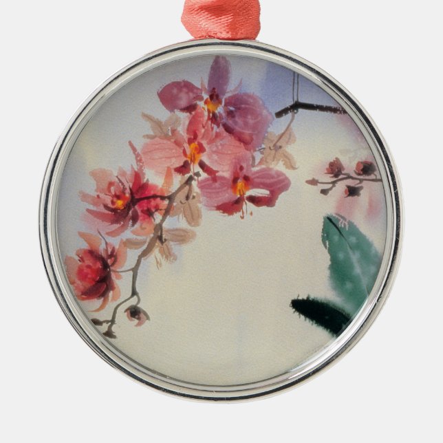 Phalaenopsis-Verzierung Silbernes Ornament (Vorne)