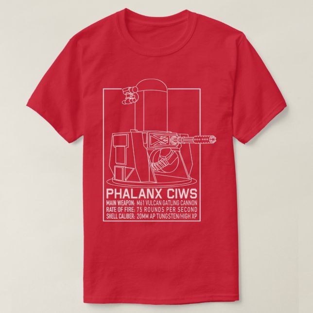Phalanx CIWS Blueprint Info Weapon System Gift T-Shirt (Design vorne)