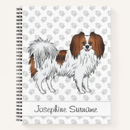 Phalène-Cartoon mit rotem Sabel und Text und Paws Notizbuch