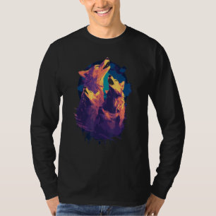 Phänomenale heulende Wölfe Wolfsrudel Retro-Tollhe T-Shirt