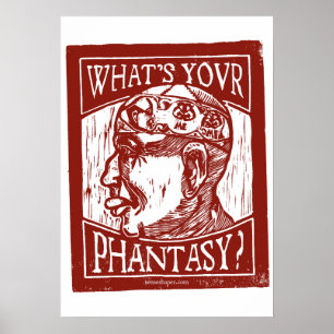 Phantasie-Mann-Holzschnitt, Gehirn Zelltheorie, Ro Poster