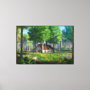 Phantasti: Die Forest Hütte Canvas Print Leinwanddruck