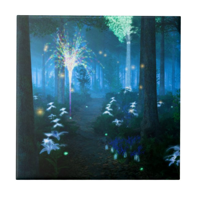 Phantasti: Nacht in Fee Land Tile / Trivet Fliese (Vorderseite)