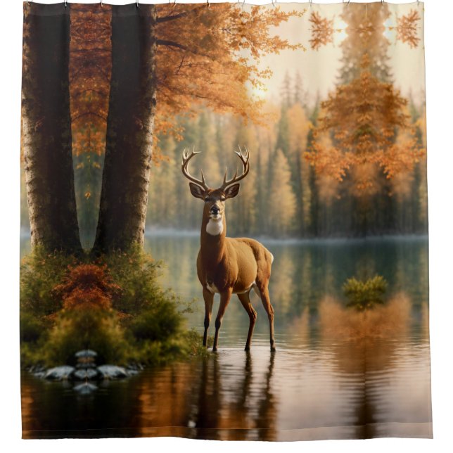 Phantastisch 12 Punkte in den Herbstgewässern Duschvorhang (Vorderseite)