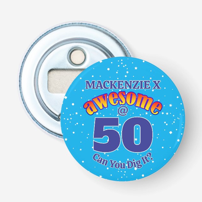 PHANTASTISCH 50 BLAU Geburtstag Flaschenöffner (Vorderseite)