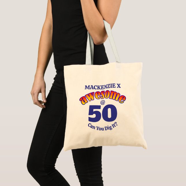 PHANTASTISCH 50 Geburtstag mit blauem Text Tragetasche (Vorderseite (Produkt))