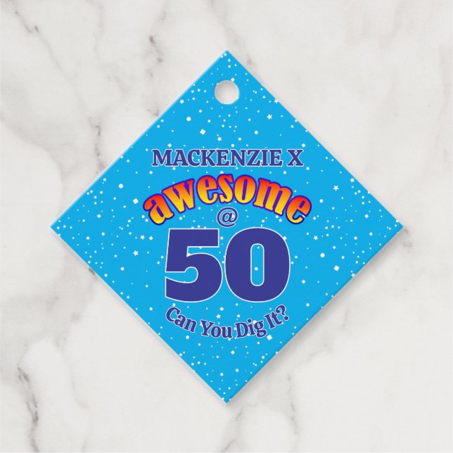 PHANTASTISCH 50 GeburtstagsLICHT BLAU Geschenkanhänger (Vorderseite)