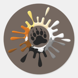 Phantastisch Bärenpaw Splash Bärenparcours Runder Aufkleber