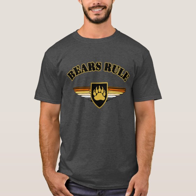 Phantastisch Bears Rule Bear Prilag Flag Wings Bea T-Shirt (Vorderseite)