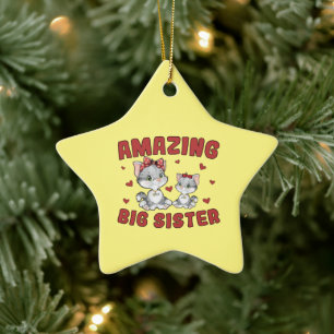Phantastisch Big Sister - Kitty Cats Red Hearts Keramik Ornament