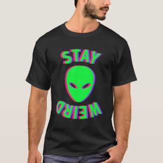 Phantastisch Bleibe komische Alien Face Glitch Ufo T-Shirt