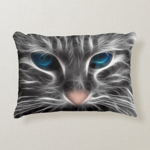 Phantastisch Blue Mit Augen Cat Face Dekokissen