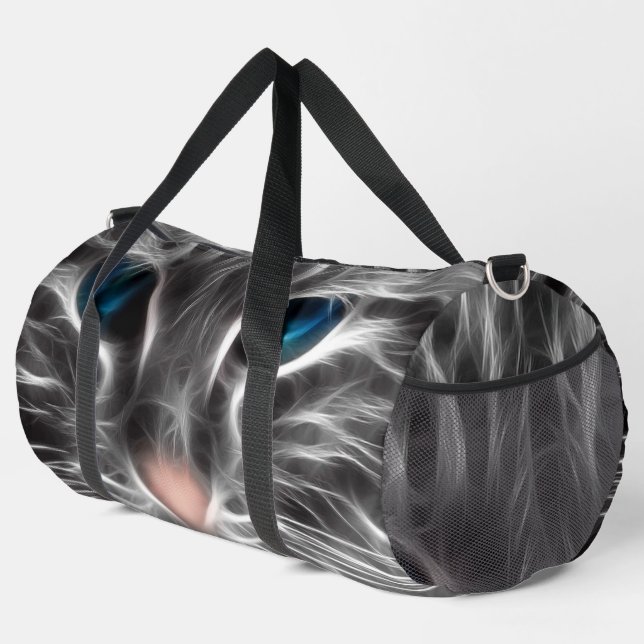 Phantastisch Blue Mit Augen Cat Face Duffle Bag (Rechte Ecke)