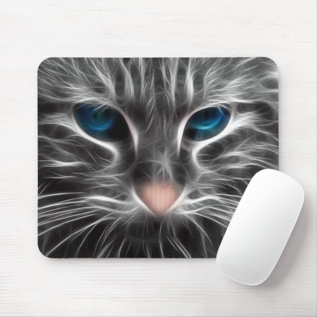 Phantastisch Blue Mit Augen Cat Face Mousepad (Mit Mouse)