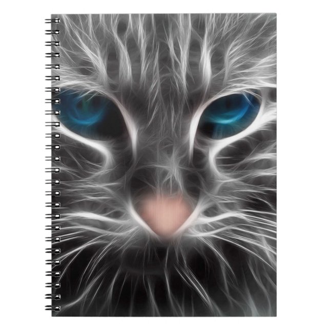 Phantastisch Blue Mit Augen Cat Face Notizblock (Vorderseite)