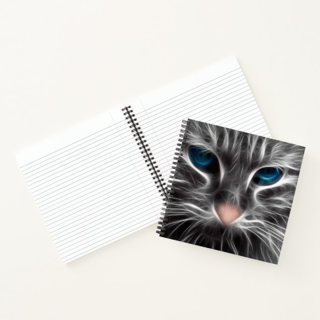 Phantastisch Blue Mit Augen Cat Face Notizbuch (Innenseite)