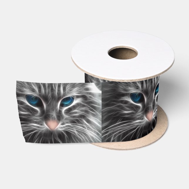Phantastisch Blue Mit Augen Cat Face Satinband (Spule)