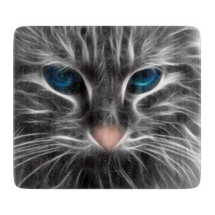 Phantastisch Blue Mit Augen Cat Face Schneidebrett
