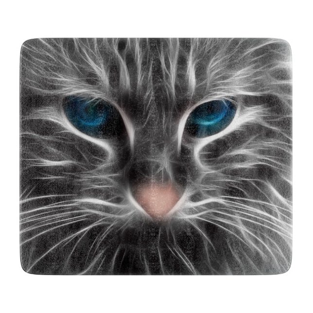 Phantastisch Blue Mit Augen Cat Face Schneidebrett (Vorderseite)