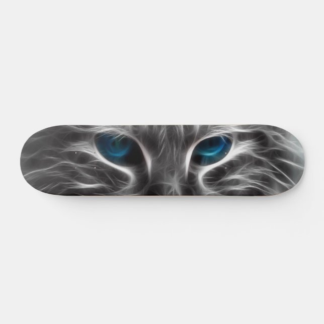 Phantastisch Blue Mit Augen Cat Face Skateboard (Horizontal)