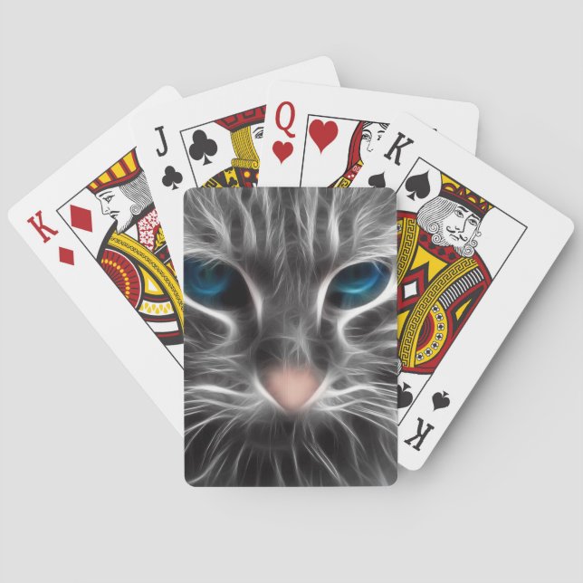 Phantastisch Blue Mit Augen Cat Face Spielkarten (Rückseite)