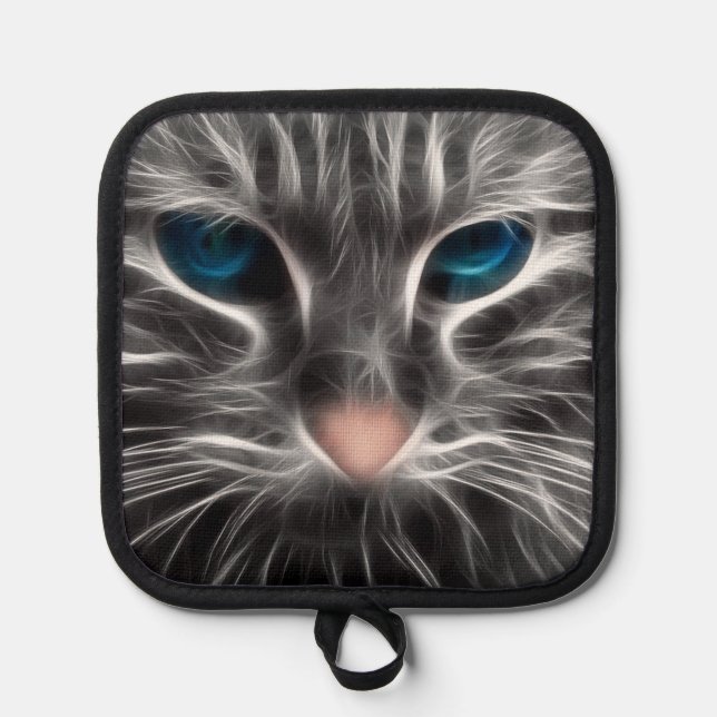 Phantastisch Blue Mit Augen Cat Face Topflappen (Vorderseite)