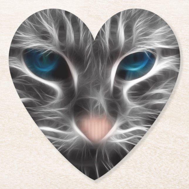 Phantastisch Blue Mit Augen Cat Face Untersetzer (Vorderseite)