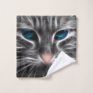 Phantastisch Blue Mit Augen Cat Face Waschlappen