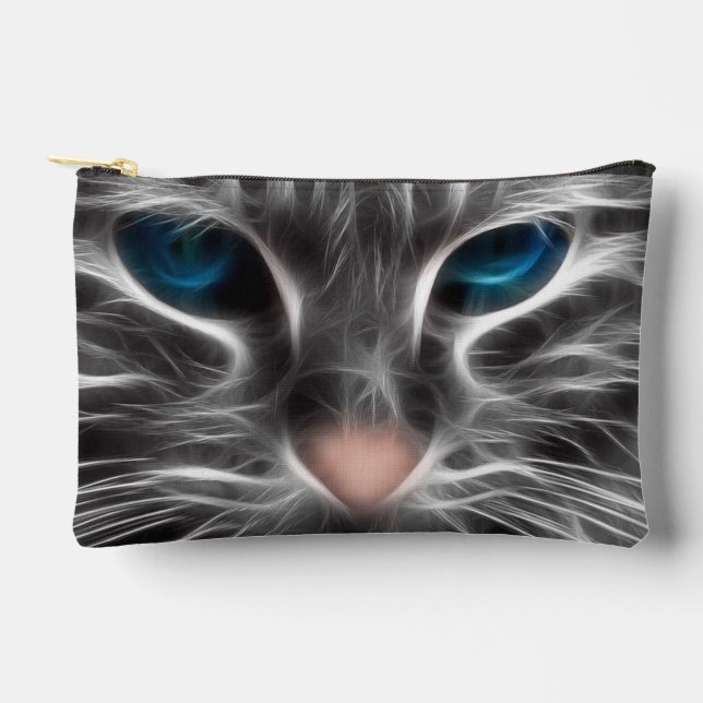 Phantastisch Blue Mit Augen Cat Face Zubehörtasche (Vorderseite)