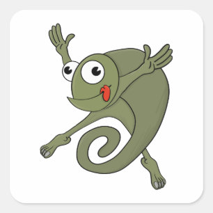 Phantastisch Chameleon Quadratischer Aufkleber