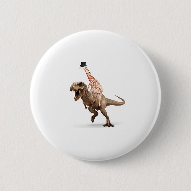Phantastisch Crazy Giraffe Top Hat T-Rex - Mens_Wo Button (Vorderseite)