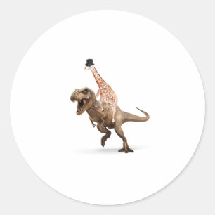 Phantastisch Crazy Giraffe Top Hat T-Rex - Mens_Wo Runder Aufkleber