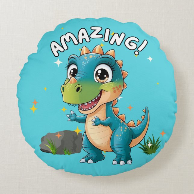 Phantastisch, Dinosaurier! Rundes Kissen (Vorderseite)
