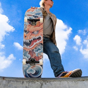 Phantastisch Dragon Head Orange Blue Hue Skateboard