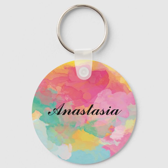 Phantastisch farbenfroh mit Ihrem Namen Schlüsselanhänger (Vorderseite)
