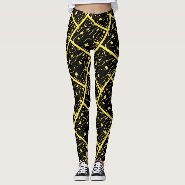 Phantastisch-Gelbes Universum Abstrakte Print-Legg Leggings (Vorderseite)