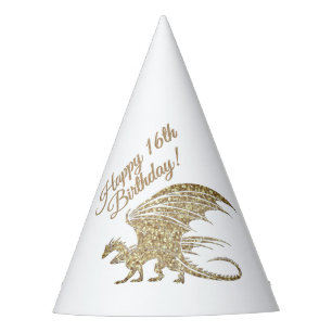 Phantastisch Golden Mosaik Dragon Golden Geburtsta Partyhütchen