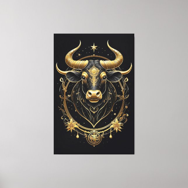 Phantastisch Golden Taurus Zodiac Symbol Leinwanddruck (Vorderseite)