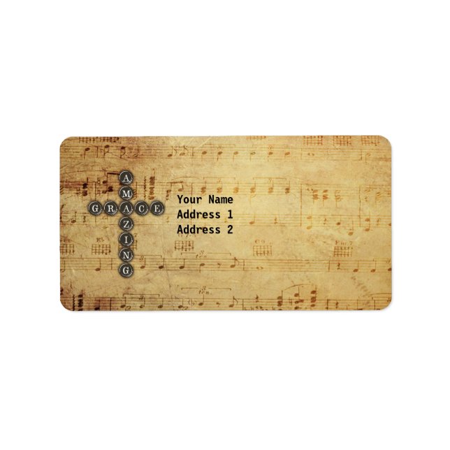 Phantastisch Grace Cross auf Vintager Musiktitel k Adressaufkleber (Vorne)