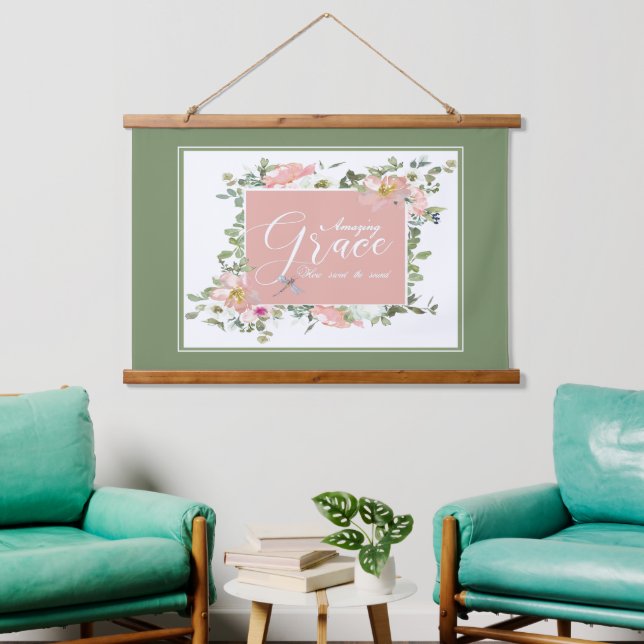 Phantastisch Grace floral Wandteppich Mit Holzrahmen (Wohnzimmer)
