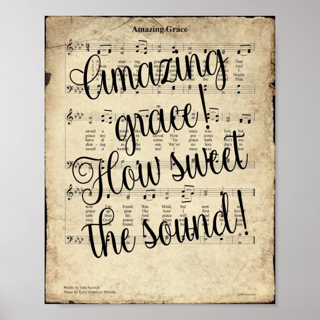Phantastisch Grace Scripted Hymn Print Poster (Vorne)