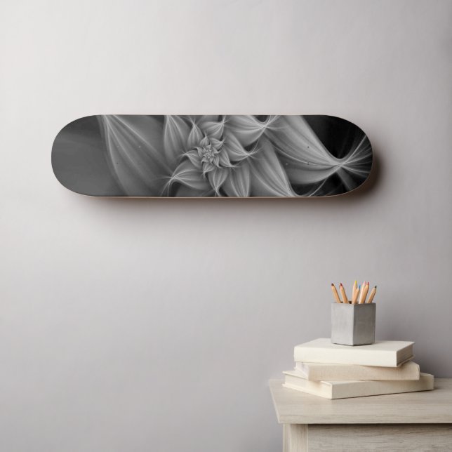 Phantastisch-Grau-Blume-Fraktal Skateboard (Wandkunst (Horz))