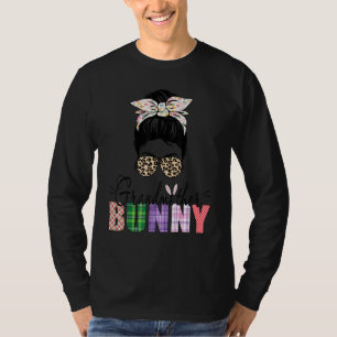 Phantastisch Großmutter Bunny Messy Bun Leopard Os T-Shirt