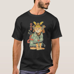 Phantastisch Japanisch Samurai Katze Neko Männer F T-Shirt