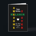 Phantastisch Melanin Sister Christlich Happy Birth Karte<br><div class="desc">Einfache, minimalistische und stilvolle PHANTASTISCHE MELANIN SISTER Geburtstagskarte mit Haupttext, der PHANTASTISCHE MELANIN SISTER als Kreuzworträtsel in rot, gelb und grün Typografie, Set vor einem reichen schwarzen Hintergrund darstellt. Am unteren Ende steht ein inspirierendes Zitat, "SHE IST SCHWARZ UND SCHÖN", das auf der Christlichen Schrift vom Song von Solomon 1:5...</div>
