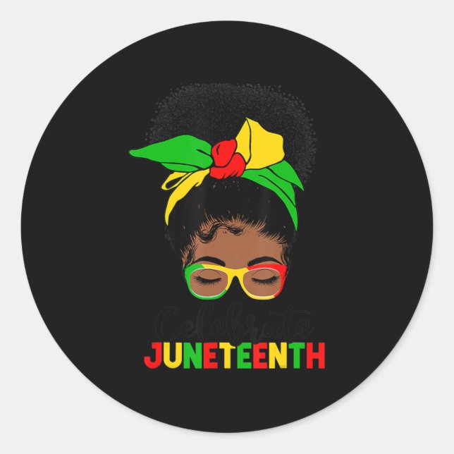 Phantastisch Messy Bun Juneteenth Celebrate 1865 1 Runder Aufkleber (Vorderseite)
