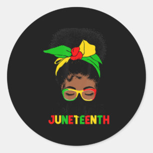 Phantastisch Messy Bun Juneteenth Celebrate 1865 1 Runder Aufkleber