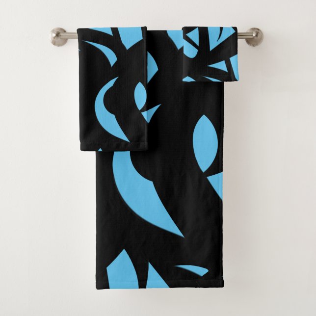 Phantastisch Moderne Kunst Blau / Schwarz Badhandtuch Set (Insitu)